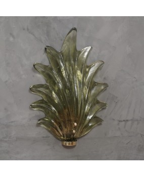 Murano Green Glass and Brass Wall Light, 1990
