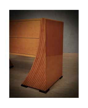 MidCentury Cherry Wood and Brass Italian Commode, 1950