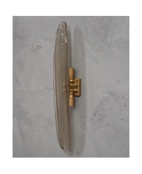 Murano Art Glass and Brass Smoked Color Mid-Century Wall Light, 1980