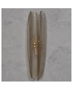 Murano Art Glass and Brass Smoked Color Mid-Century Wall Light, 1980