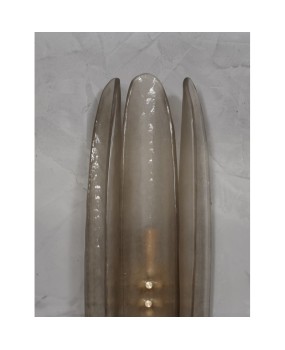 Murano Art Glass and Brass Smoked Color Mid-Century Wall Light, 1980