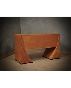 MidCentury Cherry Wood and Brass Italian Commode, 1950