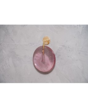 Murano Round Pink Glass and Brass Modern Wall Light.