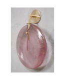 Murano Round Pink Glass and Brass Modern Wall Light.