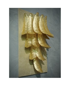 Murano Glass Midcentury Gold Leaf Wall Light, 1980