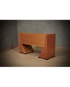 MidCentury Cherry Wood and Brass Italian Commode, 1950