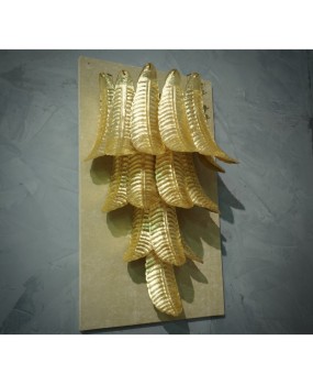 Murano Glass Midcentury Gold Leaf Wall Light, 1980