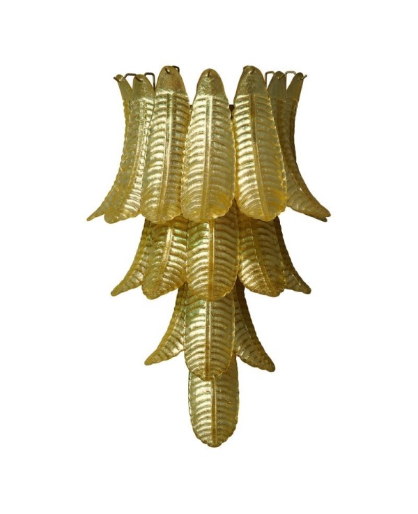 Murano Glass Midcentury Gold Leaf Wall Light, 1980 Murano Glass Midcentury Gold Leaf Wall Light, 1980