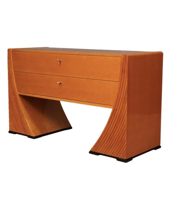 MidCentury Cherry Wood and Brass Italian Commode, 1950