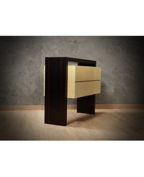 MidCentury Macassar and Goatskin Italian Chests of Drawers, 1980