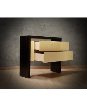 MidCentury Macassar and Goatskin Italian Chests of Drawers, 1980