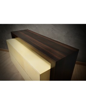 MidCentury Macassar and Goatskin Italian Chests of Drawers, 1980