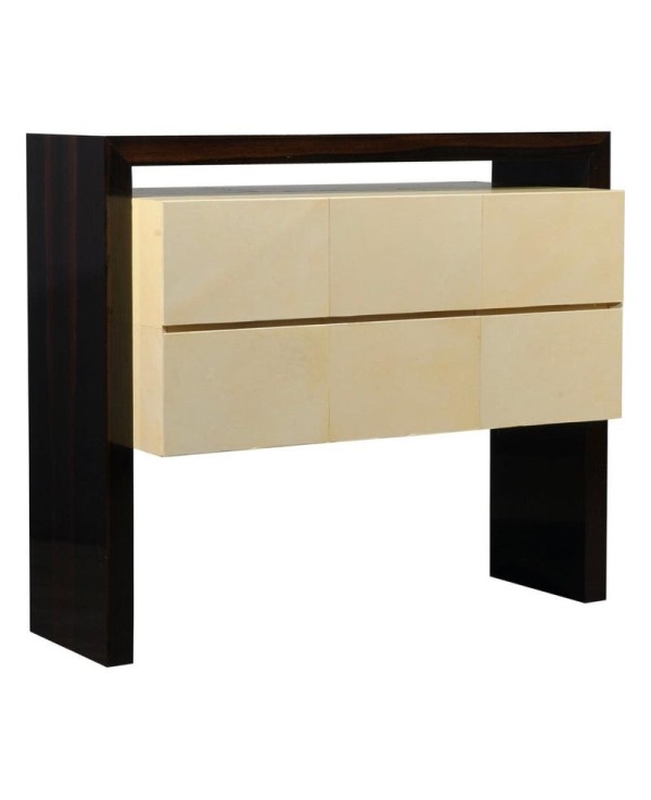 MidCentury Macassar and Goatskin Italian Chests of Drawers, 1980 MidCentury Macassar and Goatskin Italian Chests of Drawers, 1980
