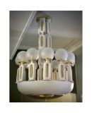 Murano Art Glass Brass and Ceramic Chandelier and Pendant, 1950