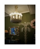 Murano Art Glass Brass and Ceramic Chandelier and Pendant, 1950