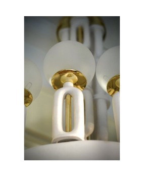 Murano Art Glass Brass and Ceramic Chandelier and Pendant, 1950