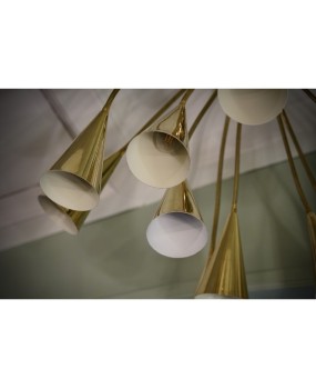 Sputnik Semi Spherical Brass Chandelier and Pendant, 1990