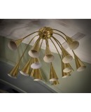 Sputnik Semi Spherical Brass Chandelier and Pendant, 1990 Sputnik Semi Spherical Brass Chandelier and Pendant, 1990