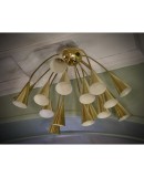 Sputnik Semi Spherical Brass Chandelier and Pendant, 1990 Sputnik Semi Spherical Brass Chandelier and Pendant, 1990