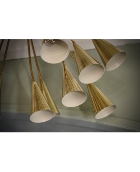Sputnik Semi Spherical Brass Chandelier and Pendant, 1990