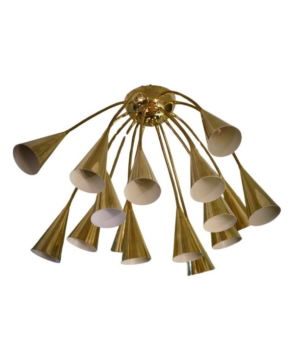 Sputnik Semi Spherical Brass Chandelier and Pendant, 1990 Sputnik Semi Spherical Brass Chandelier and Pendant, 1990