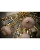 Murano Art Glass and Brass Pink Color Chandelier and Pendant, 1990 Murano Art Glass and Brass Pink Color Chandelier and Pendant, 1990