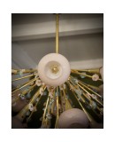 Murano Art Glass and Brass Pink Color Chandelier and Pendant, 1990 Murano Art Glass and Brass Pink Color Chandelier and Pendant, 1990