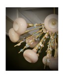 Murano Art Glass and Brass Pink Color Chandelier and Pendant, 1990 Murano Art Glass and Brass Pink Color Chandelier and Pendant, 1990