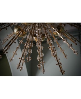 Murano Art Glass and Brass Transparent Color Chandelier and Pendant, 1990