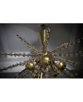 Murano Art Glass and Brass Transparent Color Chandelier and Pendant, 1990