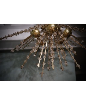 Murano Art Glass and Brass Transparent Color Chandelier and Pendant, 1990