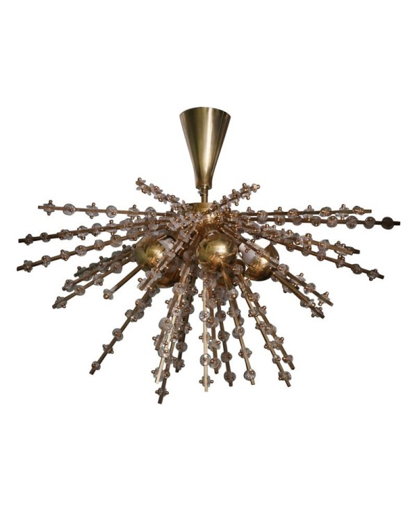 Murano Art Glass and Brass Transparent Color Chandelier and Pendant, 1990 Murano Art Glass and Brass Transparent Color Chandelier and Pendant, 1990