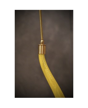L 111 Lampadario lanterna in vetro giallo di Murano e ottone, anni ’60