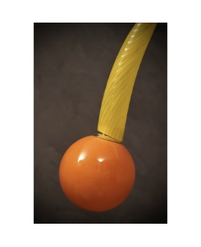L 111 Lampadario lanterna in vetro giallo di Murano e ottone, anni ’60