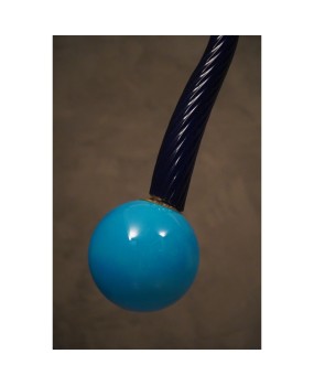 L 110 Lampadario lanterna in vetro blu di Murano e ottone, anni '60