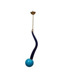 L 110 Lampadario lanterna in vetro blu di Murano e ottone, anni '60 L 110 Lampadario lanterna in vetro blu di Murano e ottone, anni '60