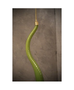 Murano Round Green Glass and Brass Lantern Chandelier and Pendant, 1960