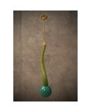 L 109 Lampadario lanterna in vetro verde di Murano e ottone, anni '60 L 109 Lampadario lanterna in vetro verde di Murano e ottone, anni '60