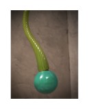 Murano Round Green Glass and Brass Lantern Chandelier and Pendant, 1960 Murano Round Green Glass and Brass Lantern Chandelier and Pendant, 1960