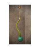 Murano Round Green Glass and Brass Lantern Chandelier and Pendant, 1960 Murano Round Green Glass and Brass Lantern Chandelier and Pendant, 1960