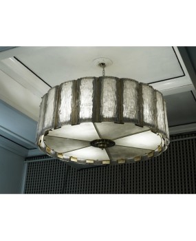 Murano Round Art Glass and Brass Midcentury Chandeliers, 1970