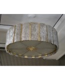 Murano Round Art Glass and Brass Midcentury Chandeliers, 1970 Murano Round Art Glass and Brass Midcentury Chandeliers, 1970
