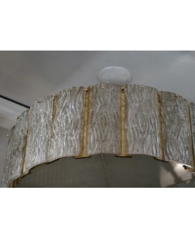 Murano Round Art Glass and Brass Midcentury Chandeliers, 1970