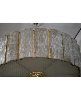 Murano Round Art Glass and Brass Midcentury Chandeliers, 1970