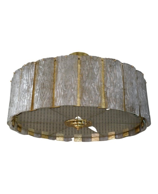 Murano Round Art Glass and Brass Midcentury Chandeliers, 1970 Murano Round Art Glass and Brass Midcentury Chandeliers, 1970