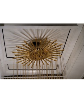 Murano Midcentury Sea Water Color Glass and Brass Chandelier, 1970