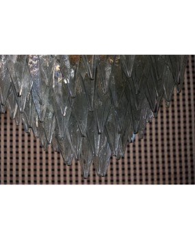 Murano Midcentury Sea Water Color Glass and Brass Chandelier, 1970