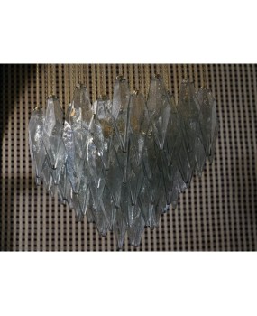 Murano Midcentury Sea Water Color Glass and Brass Chandelier, 1970
