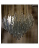 Murano Midcentury Sea Water Color Glass and Brass Chandelier, 1970