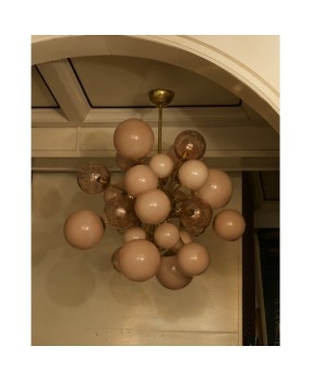 Murano Sputnik Pastel Pink Midcentury Chandelier, 1970